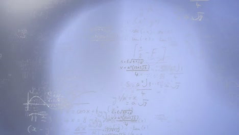 animation of mathematical equations over blue background