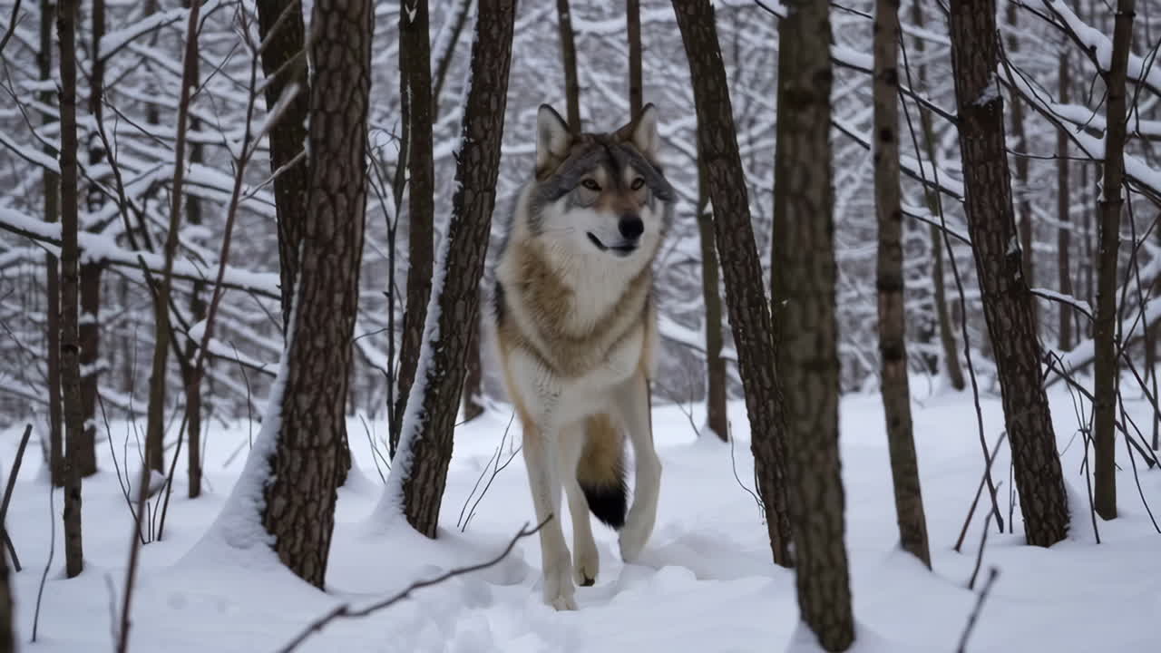 Winter Wolf in Snowy Forest