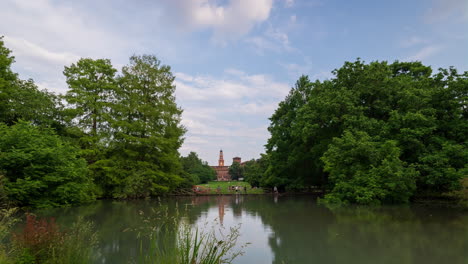 sforzesco castle and its wonderful park that surrounds it, milan, italy