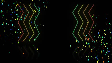 animación de confeti sobre líneas de neón coloridas