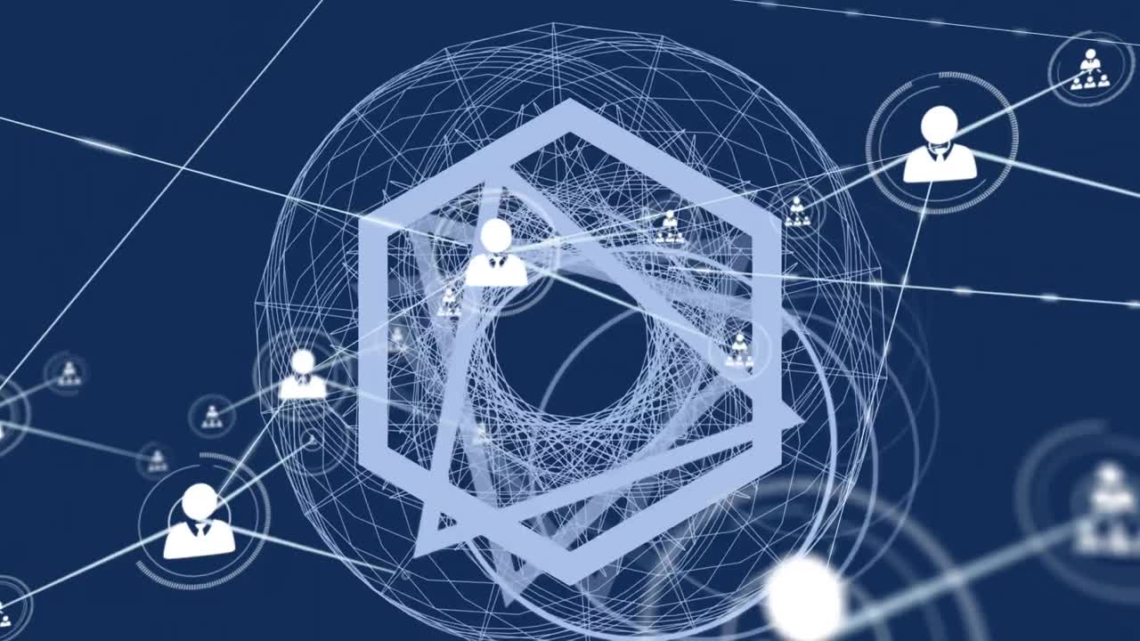 전 세계 사람들과의 연결 네트워크의 애니메이션 아이콘