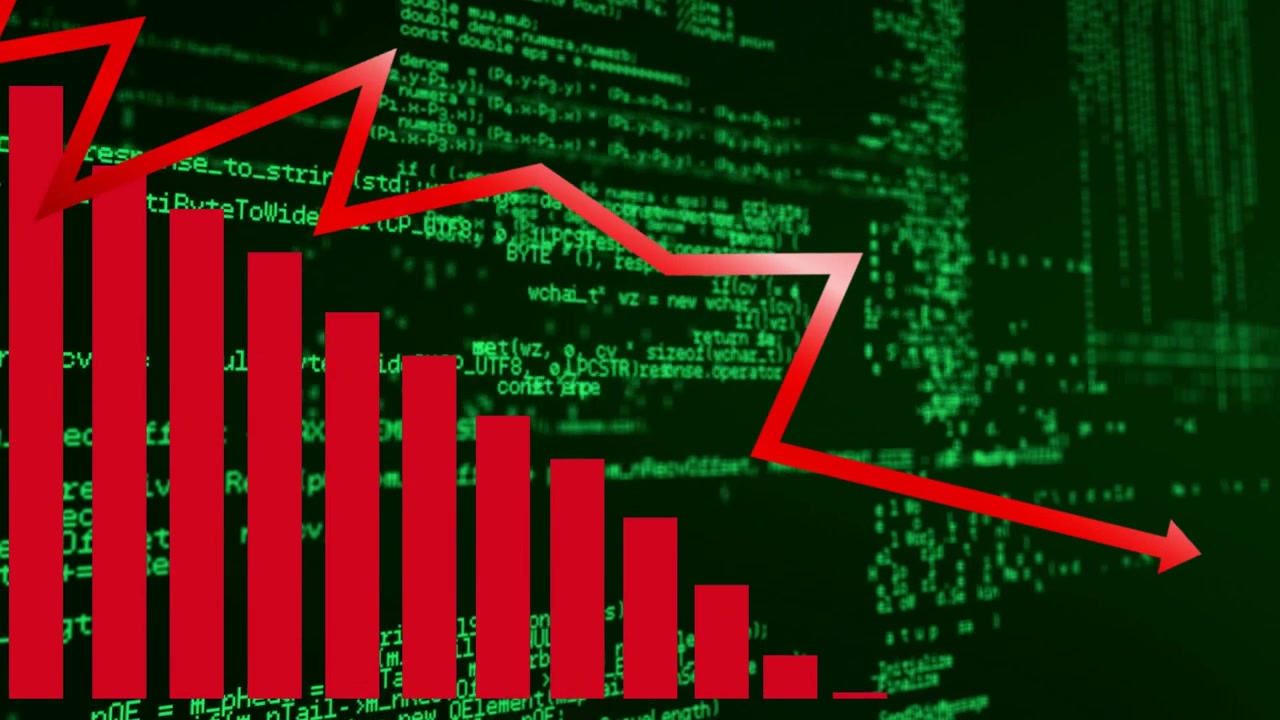 Animation of graph over data processing on black background