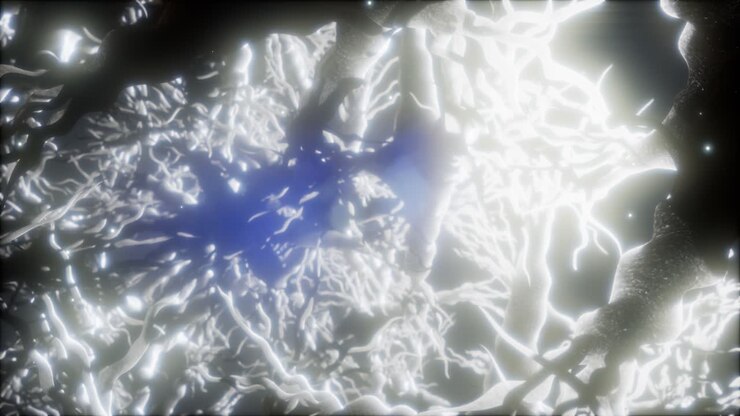Journey through a neuron cell network inside the brain