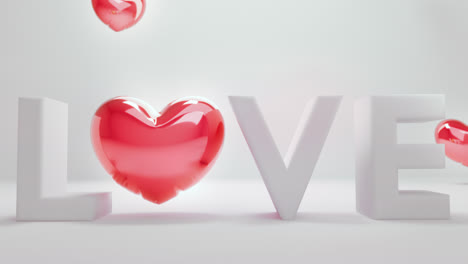white love letters sign with the red heart instead of "o" letter
