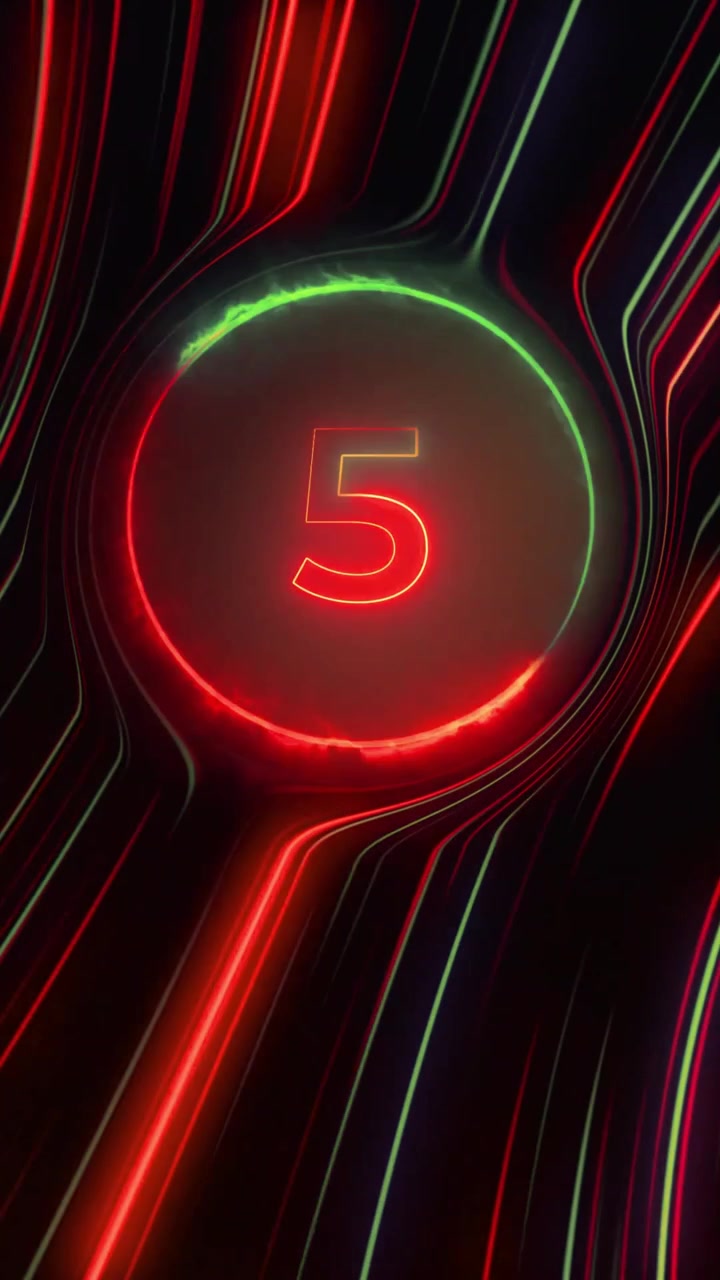 Futuristic Digital Countdown Timer with Dynamic Neon Lights