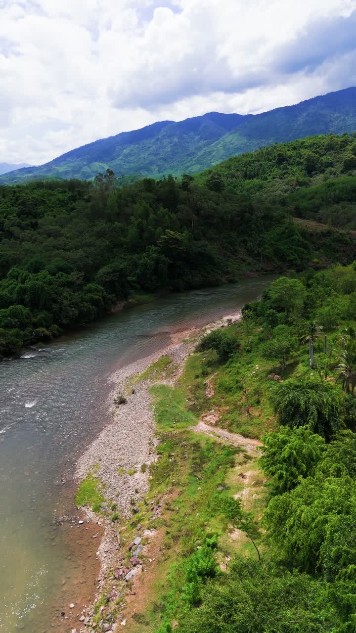 Aerial View Dolly of the River in Lam Dong