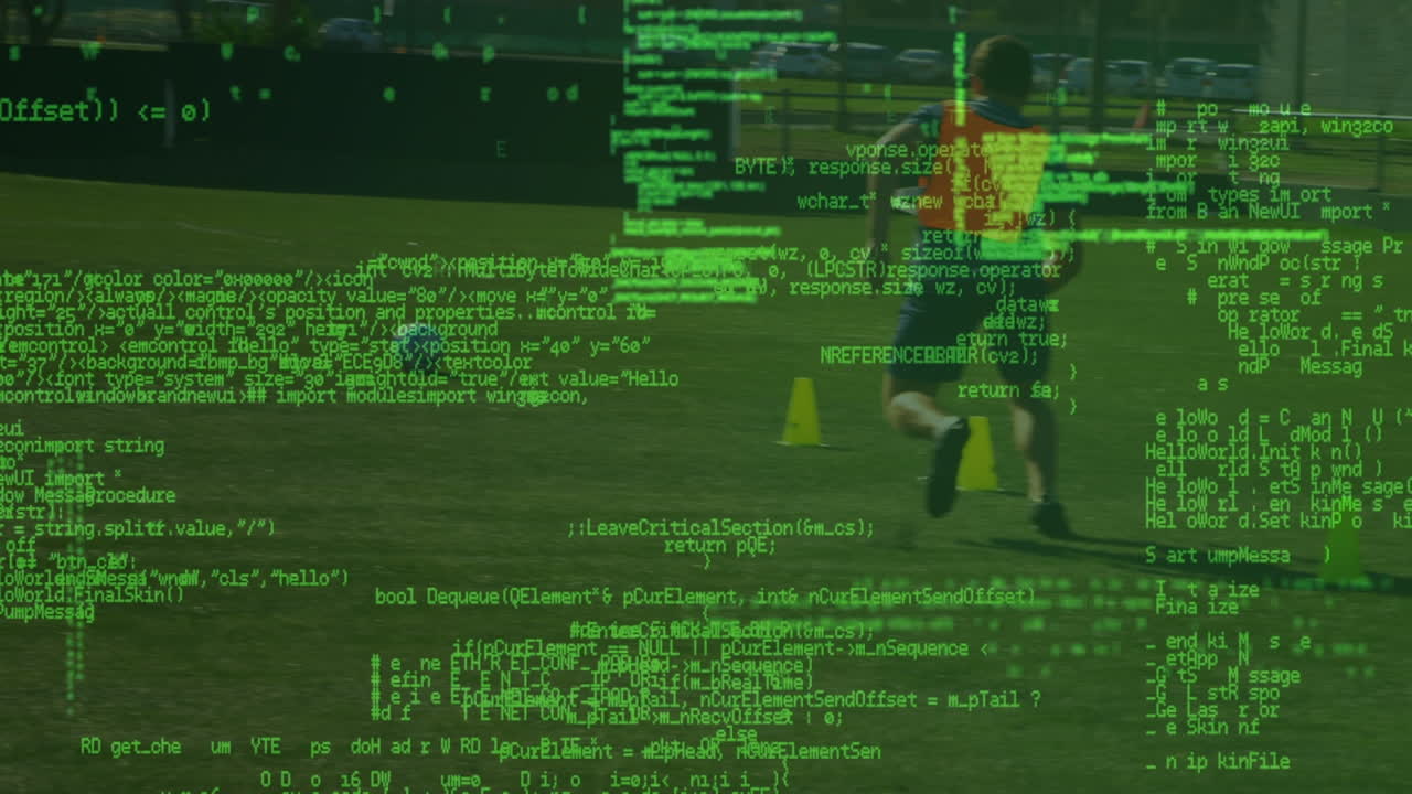 Animation of data processing over diverse male soccer players exercising