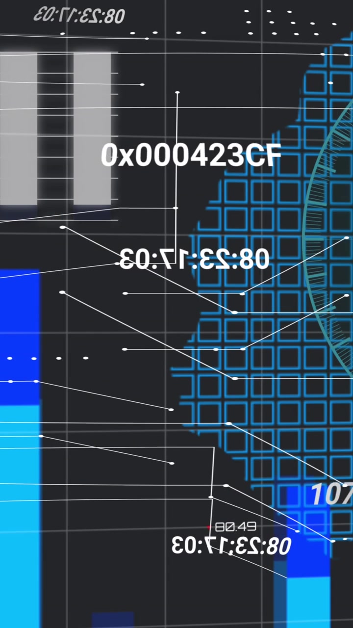 Animation of data processing over black background