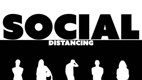 social distancing text against silhouette of people