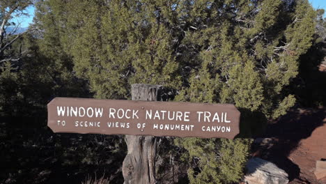 Window-Rock-Nature-Trail-Sign-in-Colorado-National-Monument-Park-USA