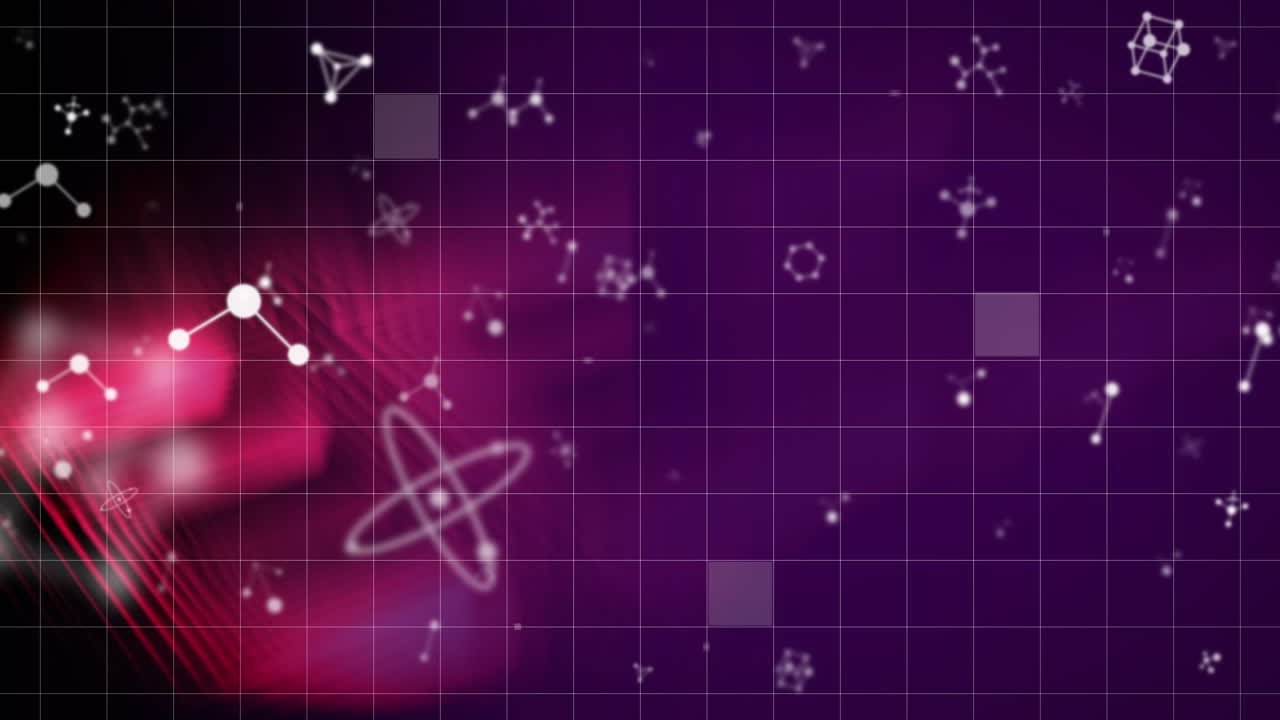 animación de moléculas que se mueven sobre la rejilla