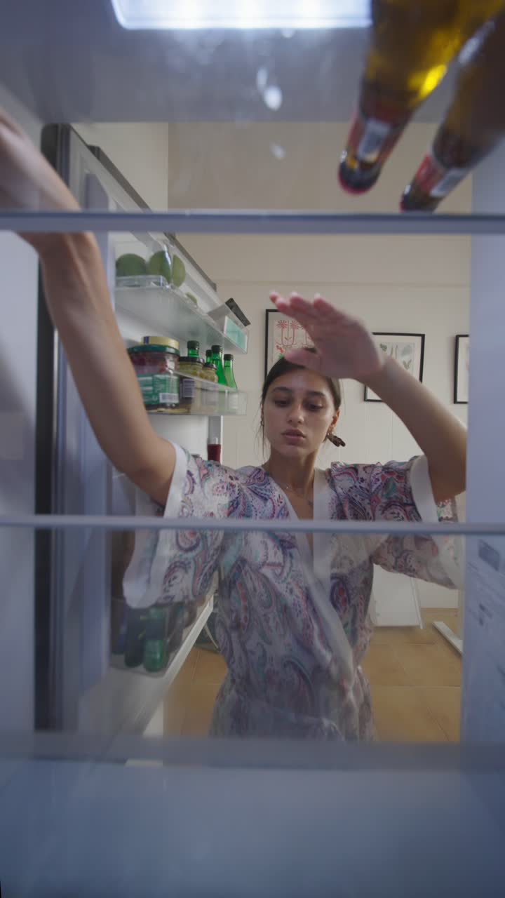 Woman getting food from refrigerator
