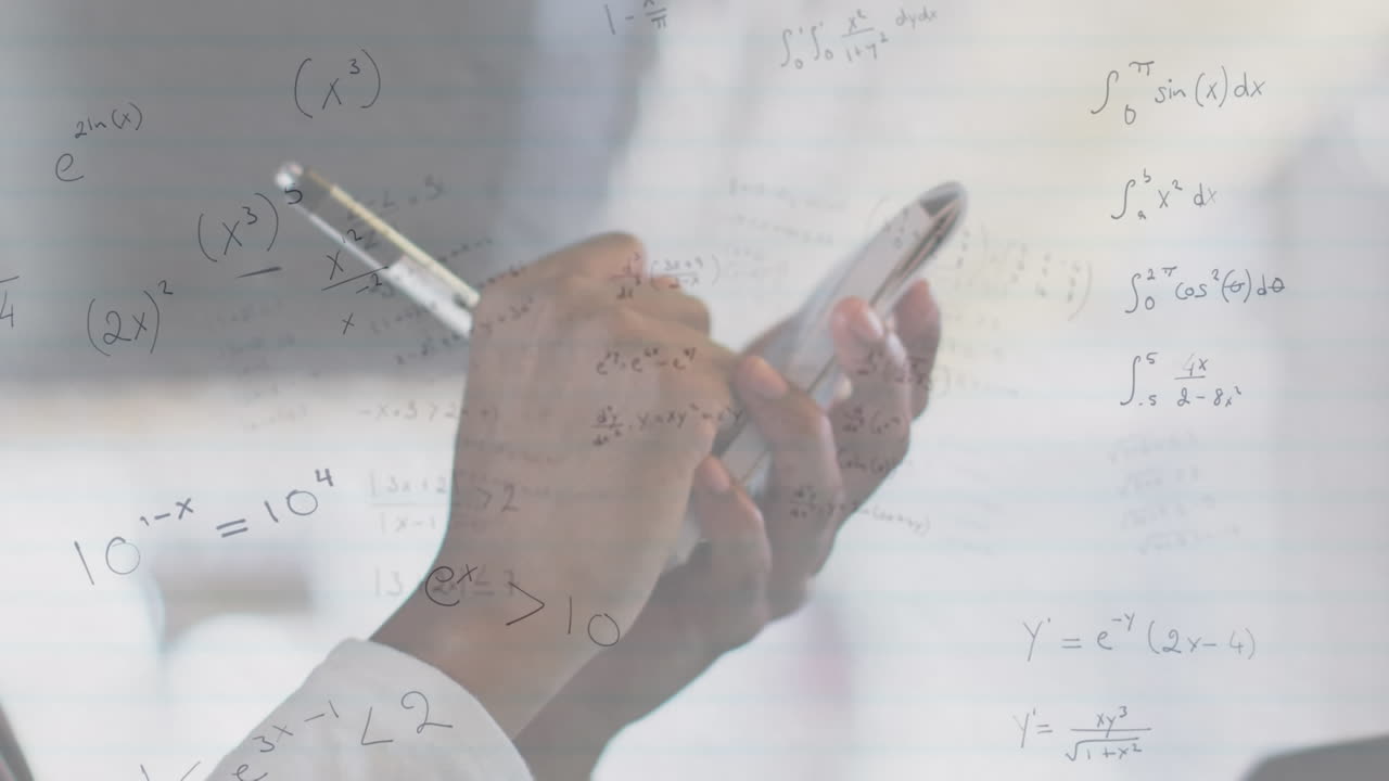 数学的方程式のアニメーション オーダーを取る白人の男性ウェイトラー