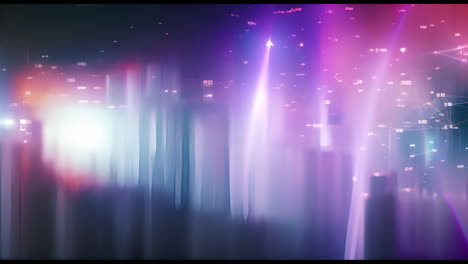 animation of purple light trails over data processing