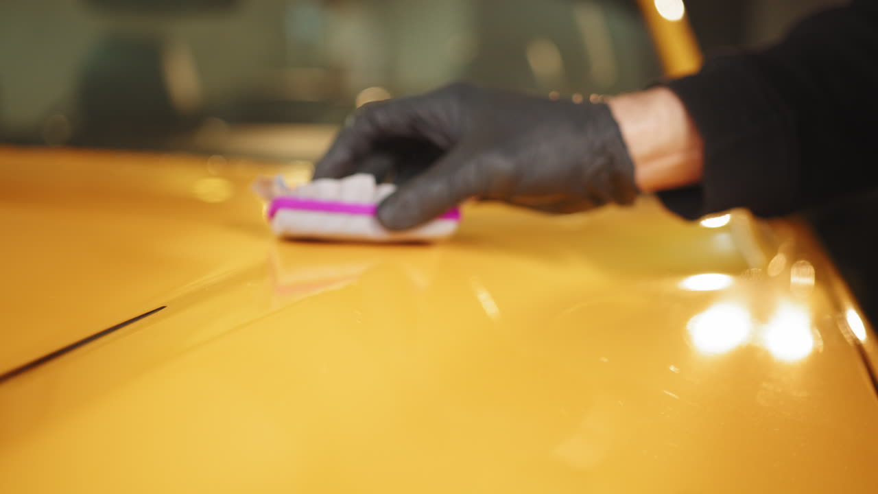 lustrando un coche amarillo