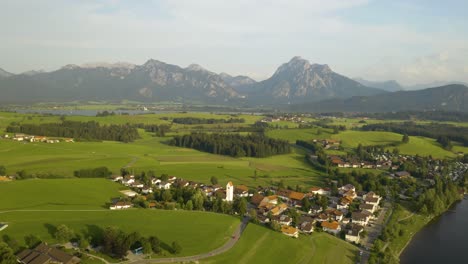 aerial view of mountain landscape in bavarian town