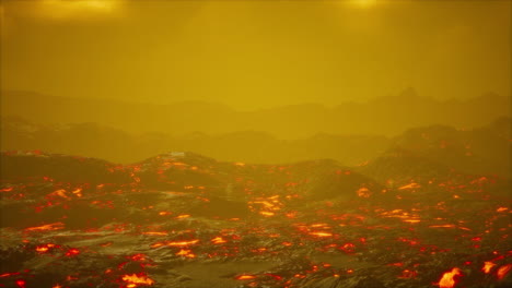 Hermosa-Vista-En-La-Noche-Del-Volcán-Activo-Con-Lava-Roja