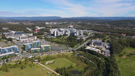 bird's eye view of the skyscrapers of gold coast university hospital in southport, queensland, australia