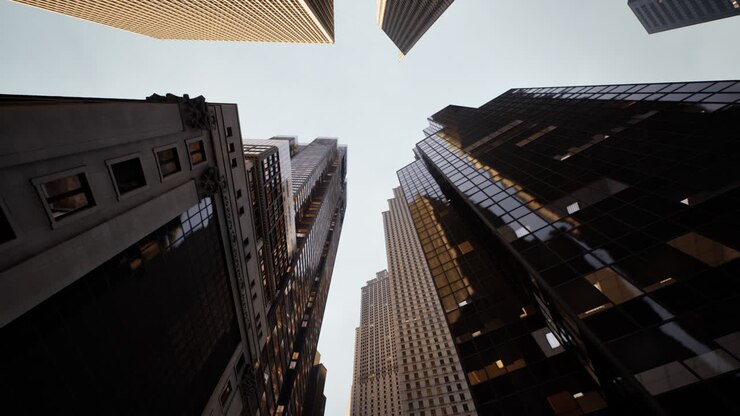 Arquitetura moderna da cidade de Skyscraper contra o céu