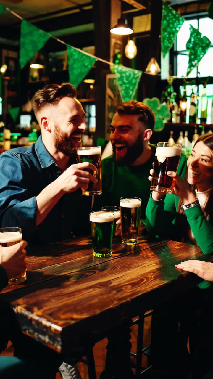 Friends Celebrating St. Patrick's Day at a Bar