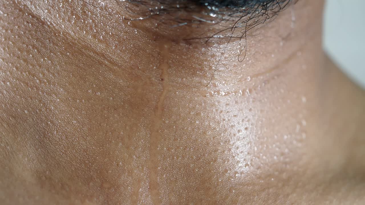 Close up of a sweaty neck