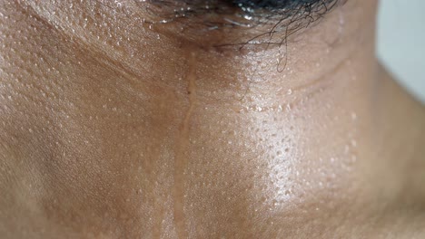 close up of a sweaty neck