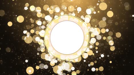 golden round rings glowing big particles sparkling bokeh lights elegant glitter dust shimmering