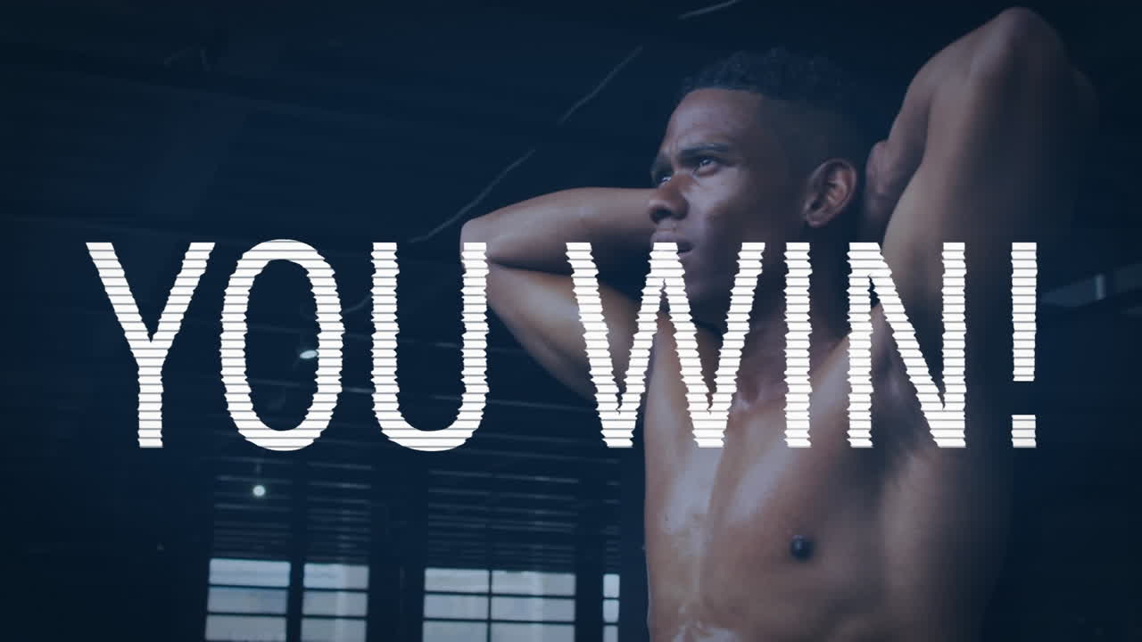 두 인종의 남자가 근육을 구부리는 장면을 보여주는 애니메이션입니다.