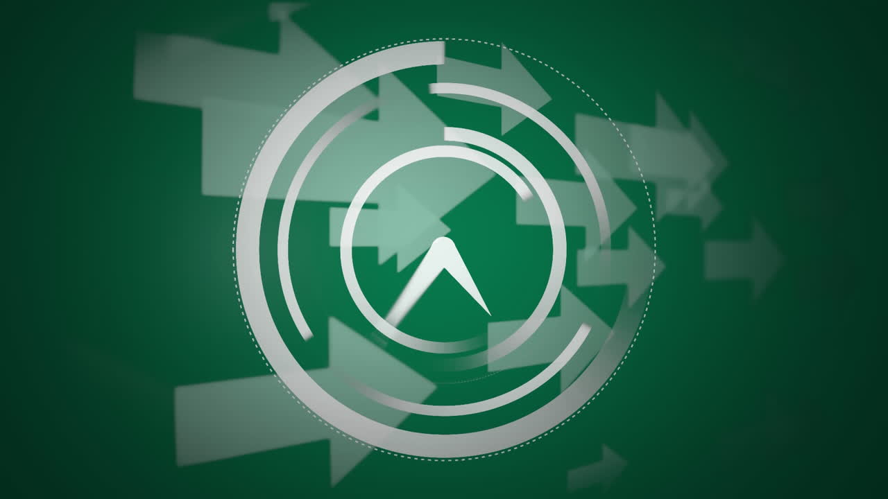 Clock with arrows on a green background