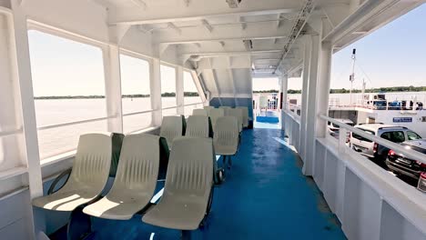 empty ferry with scenic river views