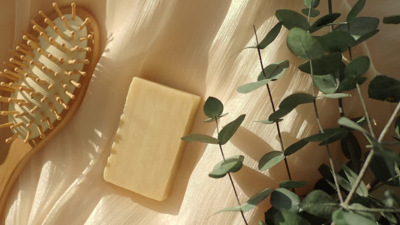 Soap, Hairbrush, and Eucalyptus Still Life