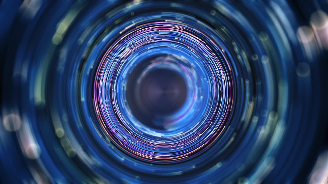 bucle sin costuras abstracto de círculo de neón con bokeh. renderizado en 3d.