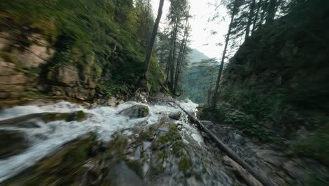 Aerial-shot-of-the-Johannesfall-waterfall-in-Austria