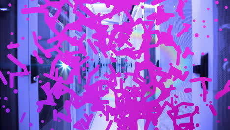 animation of shapes and spots over server room