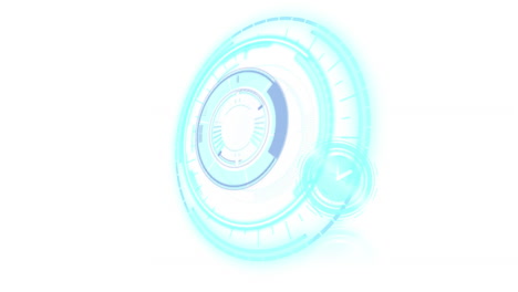 animation of clock moving fast and scope scanning on white background