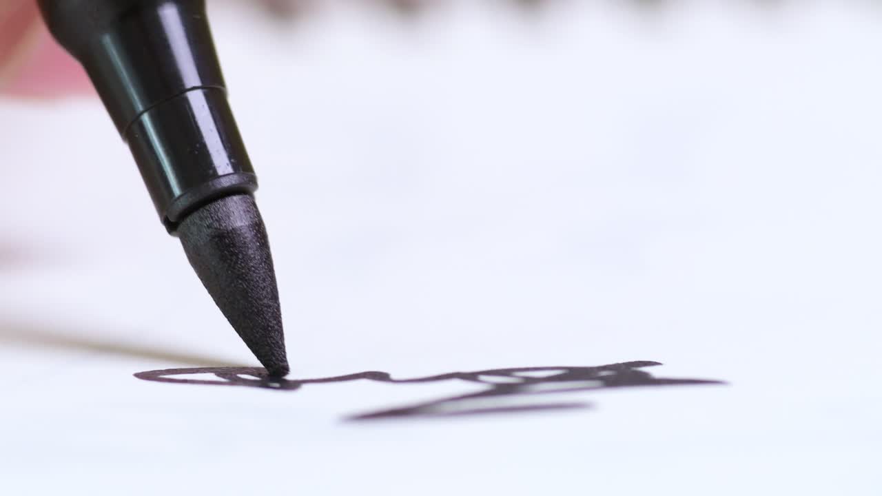 Creative drawing action art studio video content indoor setting close-up view artistic expression