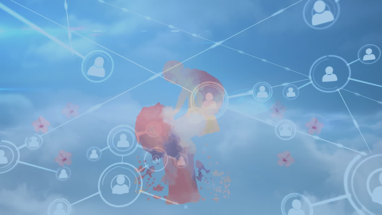 엄마와 아기 사이의 연결 네트워크의 애니메이션