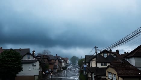 stormy weather on a residential street