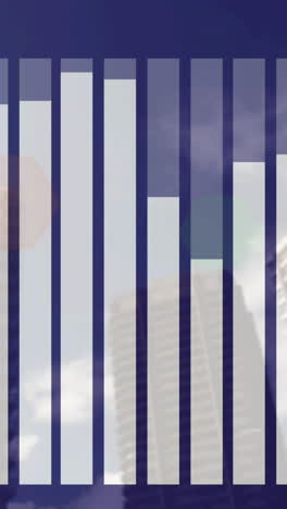 composición digital del procesamiento de datos estadísticos frente a edificios altos en el fondo