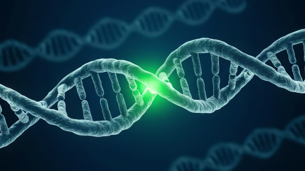 A Detailed Exploration of DNA Structure Highlighted by a Glowing Green Element, Showcasing the Intricate Design of Genetic Material and Its Importance in Biology