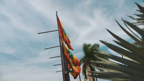 Slow-motion-wavings-flags-were-taken-in-the-city-of-Cartagena,-Colombia,-South-america