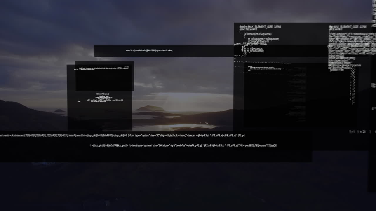 Animation of data processing over seascape