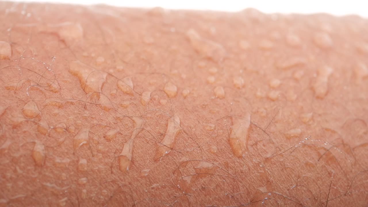Close-up of human skin with water droplets