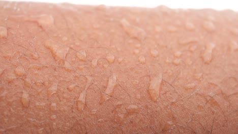close-up of human skin with water droplets