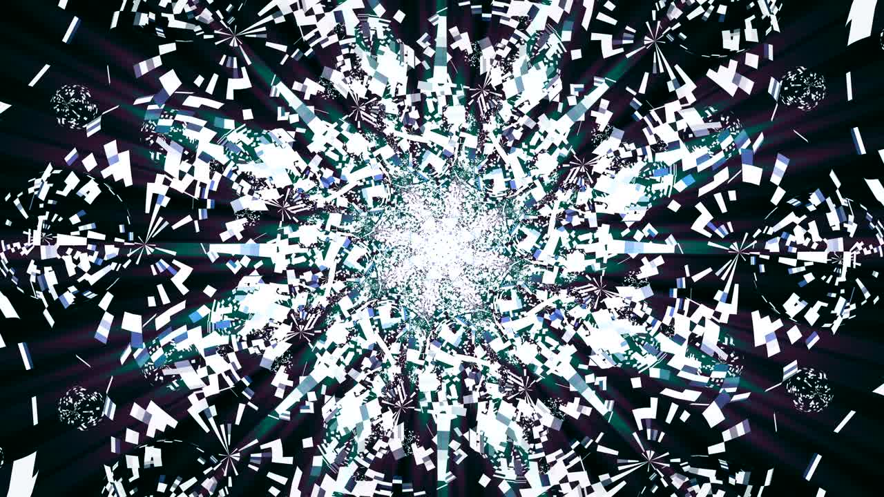 Disco dancing and electronic music background. Seamless looping footage. Esoteric cosmic mandala.