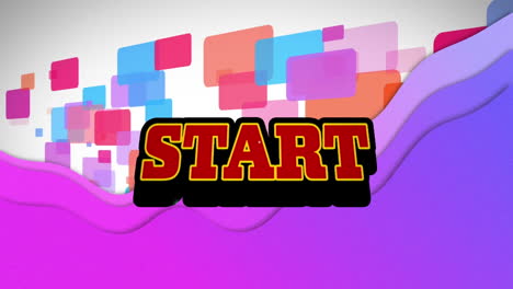animación del texto de inicio sobre un fondo con patrones multicolores abstractos