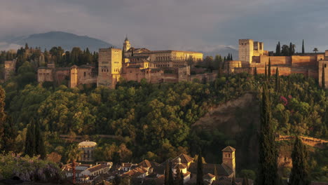 sunset with the alhambra of granada as main subject