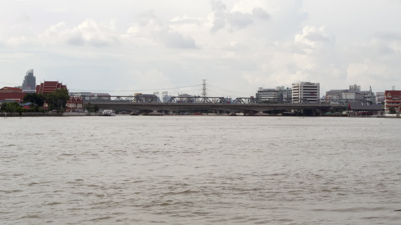 The scenic view of the Chao Phraya River with a bridge connecting both sides for efficient transportation.