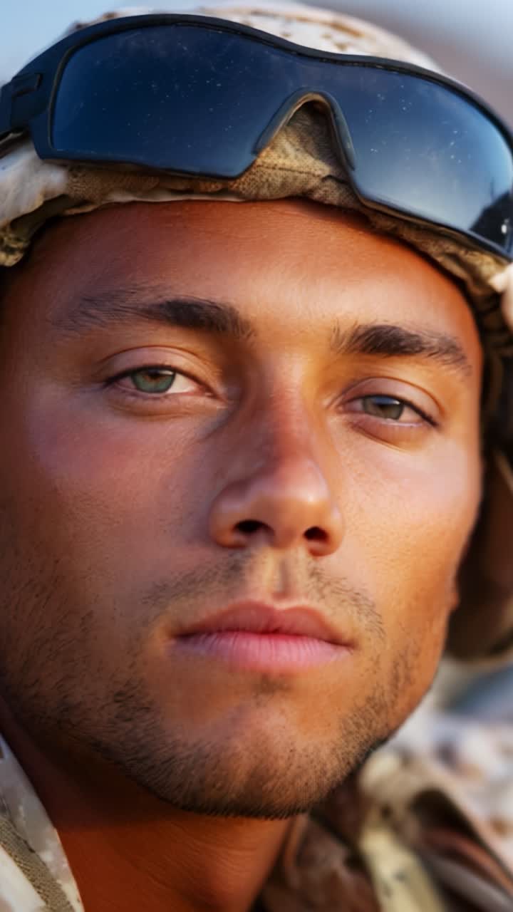 Ritratto intenso di personale militare catturato in due inquadrature, che mostrano determinazione e concentrazione nella fotografia di ritratto