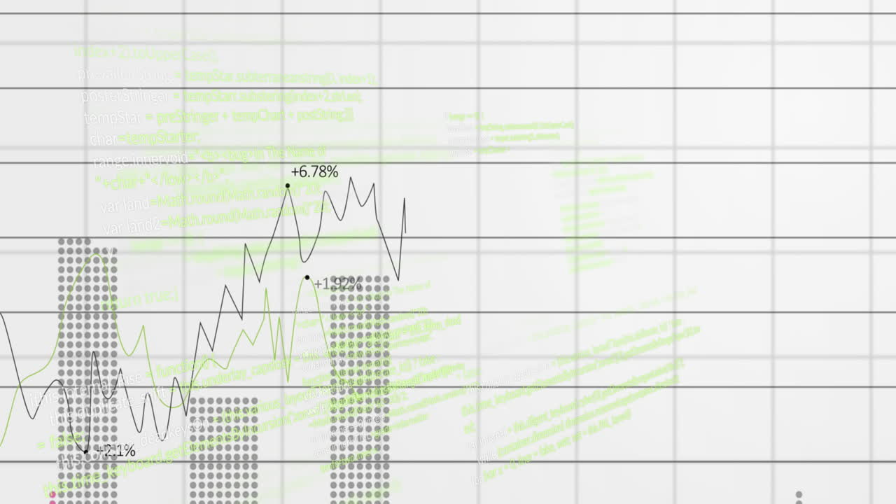 animación del procesamiento de datos estadísticos a través de la red de red contra un fondo blanco.